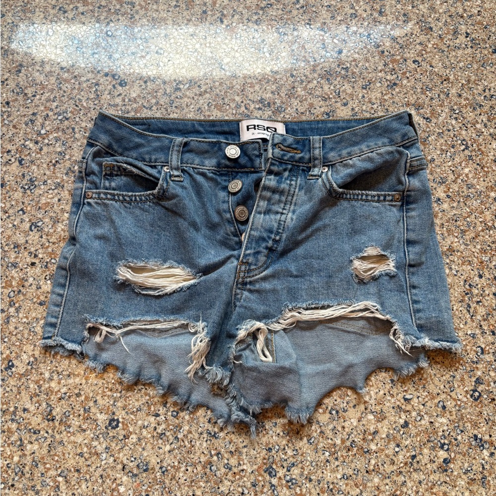 Tilly's Blue Distressed Jean Shorts